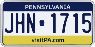 PA license plate JHN1715