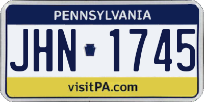PA license plate JHN1745
