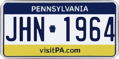 PA license plate JHN1964
