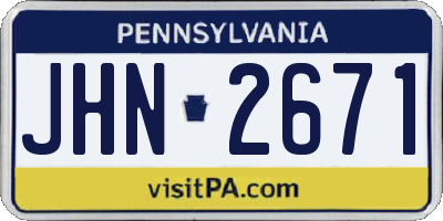 PA license plate JHN2671