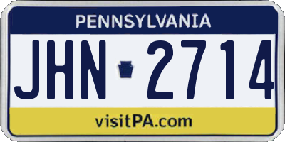 PA license plate JHN2714