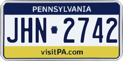PA license plate JHN2742