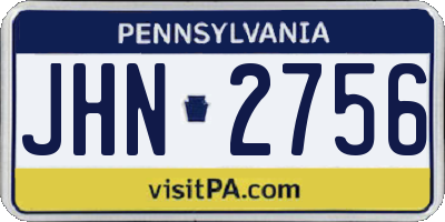PA license plate JHN2756