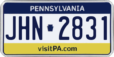 PA license plate JHN2831