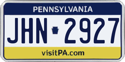 PA license plate JHN2927