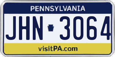 PA license plate JHN3064