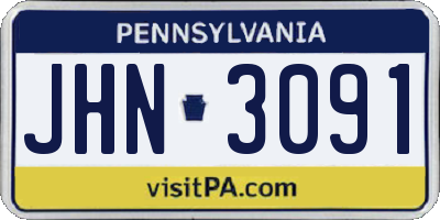 PA license plate JHN3091