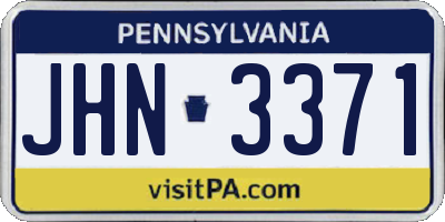 PA license plate JHN3371