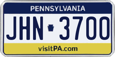 PA license plate JHN3700