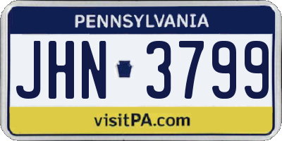 PA license plate JHN3799