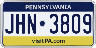 PA license plate JHN3809