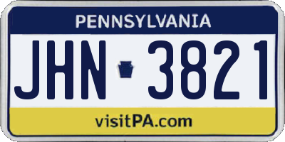 PA license plate JHN3821