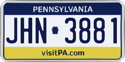 PA license plate JHN3881