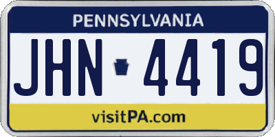 PA license plate JHN4419