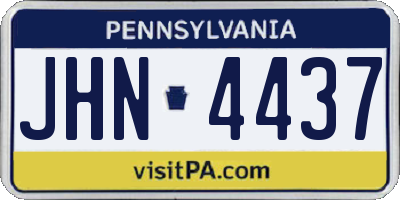 PA license plate JHN4437