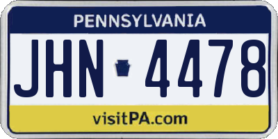 PA license plate JHN4478