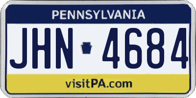PA license plate JHN4684