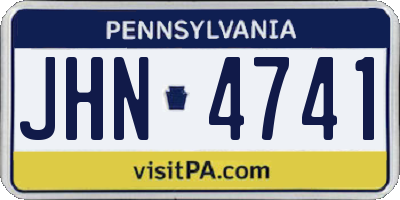 PA license plate JHN4741