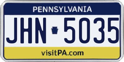 PA license plate JHN5035