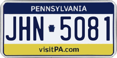 PA license plate JHN5081