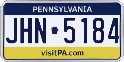 PA license plate JHN5184