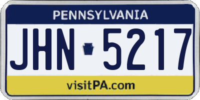 PA license plate JHN5217