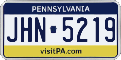 PA license plate JHN5219