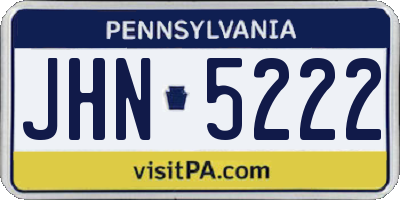PA license plate JHN5222