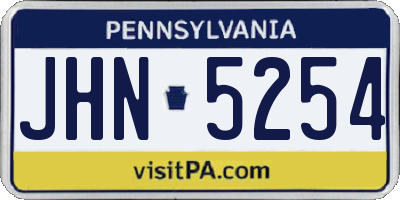 PA license plate JHN5254