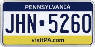 PA license plate JHN5260