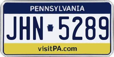 PA license plate JHN5289