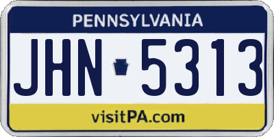 PA license plate JHN5313