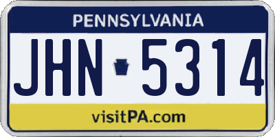 PA license plate JHN5314