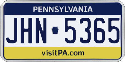 PA license plate JHN5365