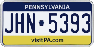 PA license plate JHN5393