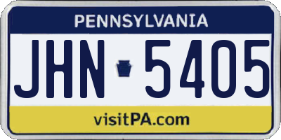 PA license plate JHN5405