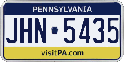 PA license plate JHN5435