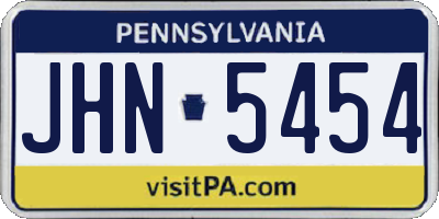 PA license plate JHN5454