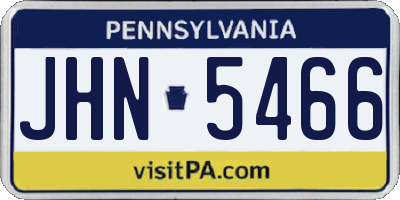 PA license plate JHN5466