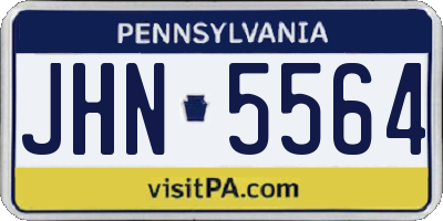 PA license plate JHN5564