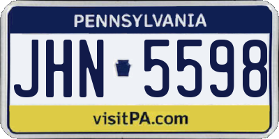 PA license plate JHN5598