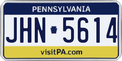 PA license plate JHN5614
