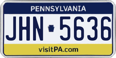 PA license plate JHN5636