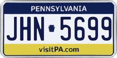 PA license plate JHN5699