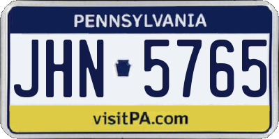 PA license plate JHN5765