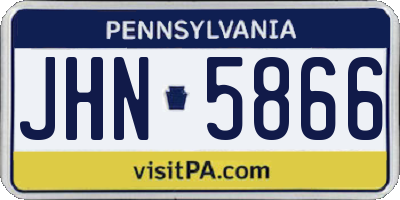 PA license plate JHN5866