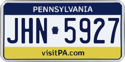 PA license plate JHN5927