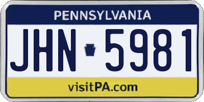 PA license plate JHN5981