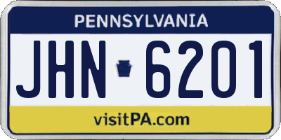 PA license plate JHN6201