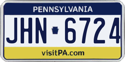 PA license plate JHN6724